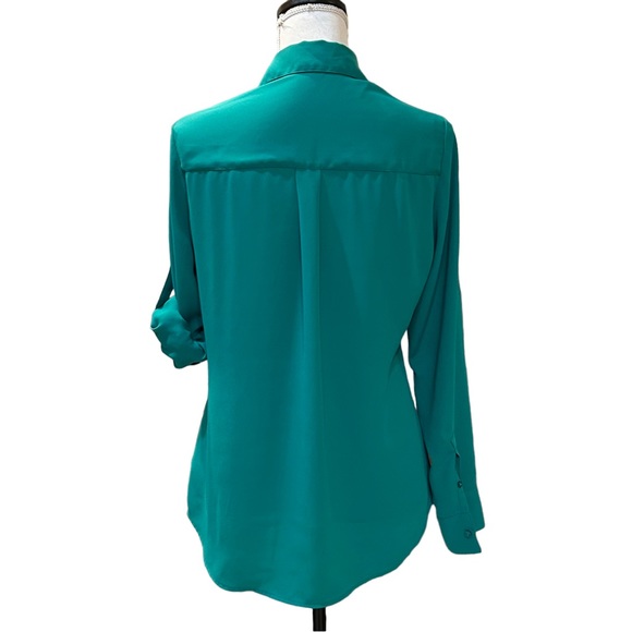 Express The Portofino Convertible Sleeve Shirt Women’s SZ Small in Bright Jade - Picture 4 of 7